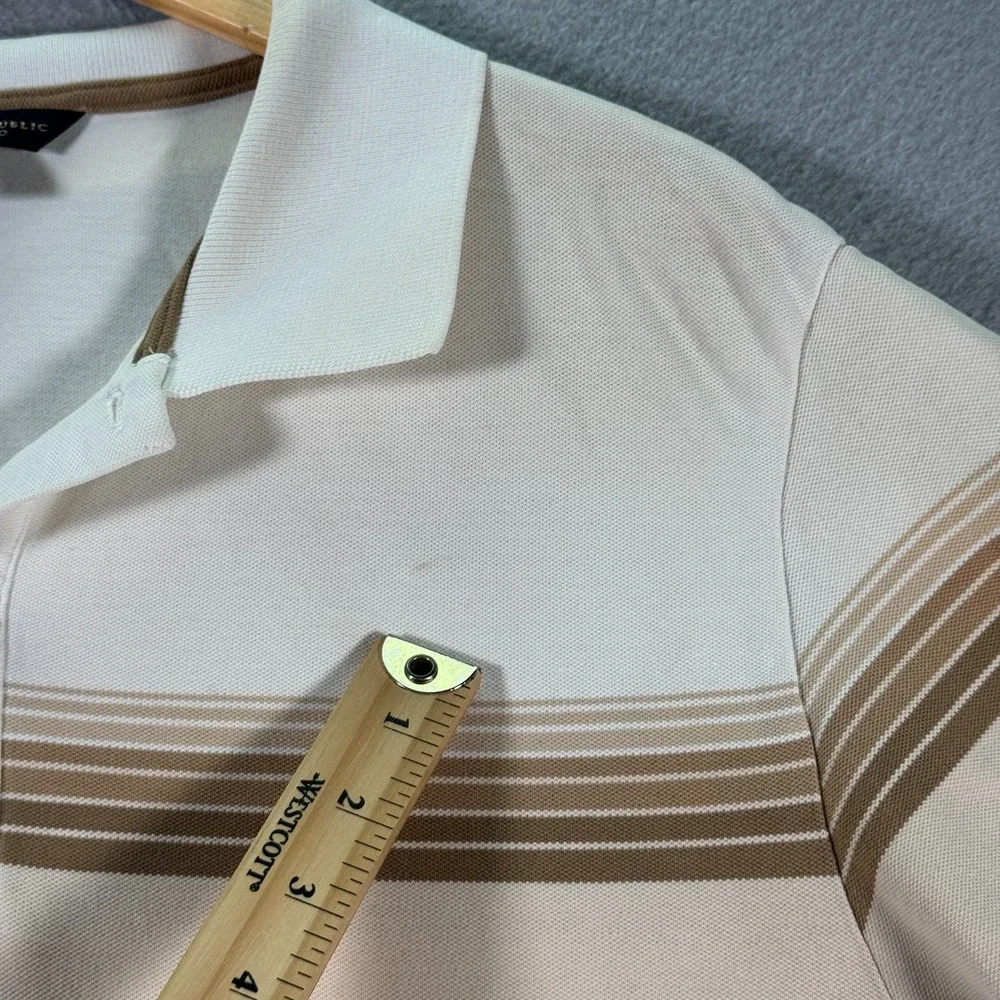Banana Republic Fitted Polo‎ Shirt Mens XL Beige Stripe Comfort Classic Preppy